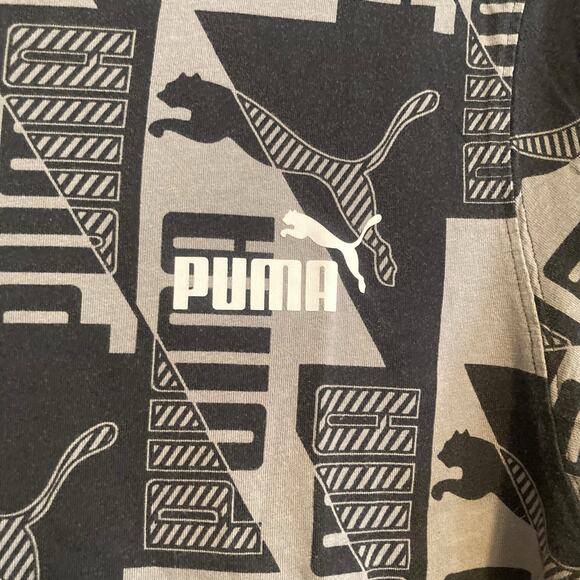 Puma Black Gray Power AOP All Over Print Logo Regular Fit T Shirt Size Medium - Picture 7 of 16